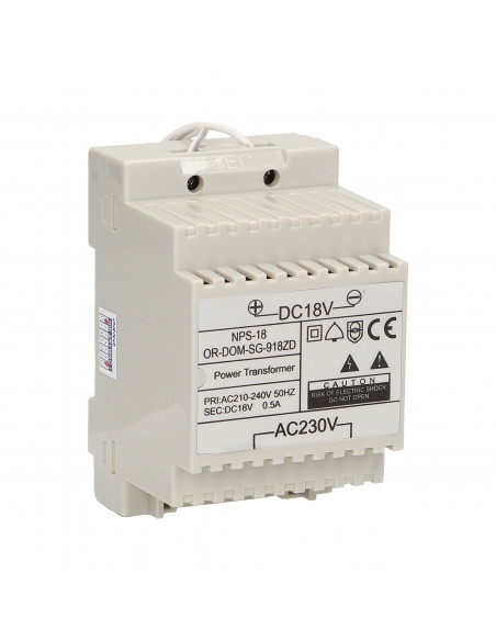 Zasilacz na szynę DIN 18VDC/0,5A do domofonów z serii SAGITTA 